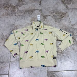Levi's x Creative Growth Alice Wong XS Quarter Zip Sweatshirt Painted Monkeys